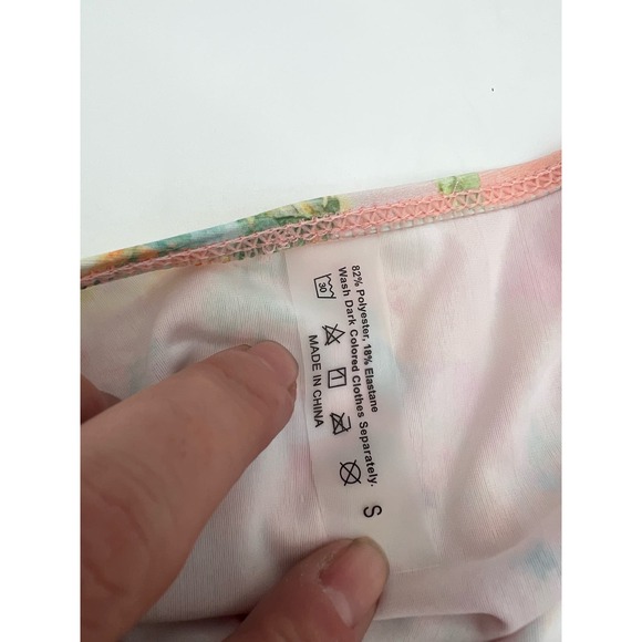 New 4 Piece Bikini Top Skirt Cover Up Tropical Pink Orange Yellow Cruise Sz S - Picture 8 of 10